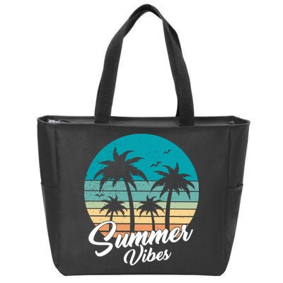 Summer Vibes Retro Sunset Vintage Palm Tree Zip Tote Bag