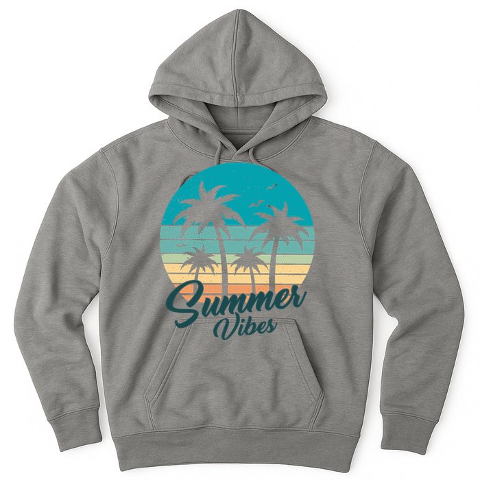 Summer Vibes Retro Sunset Vintage Palm Tree Hoodie