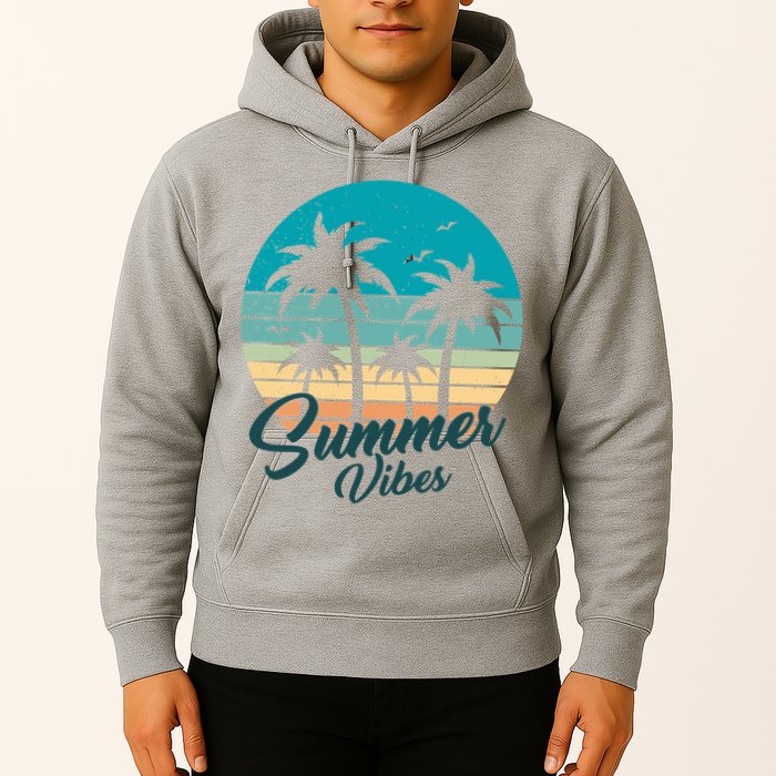 Summer Vibes Retro Sunset Vintage Palm Tree Hoodie