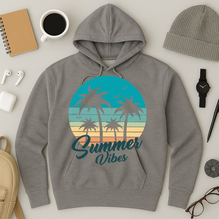 Summer Vibes Retro Sunset Vintage Palm Tree Hoodie