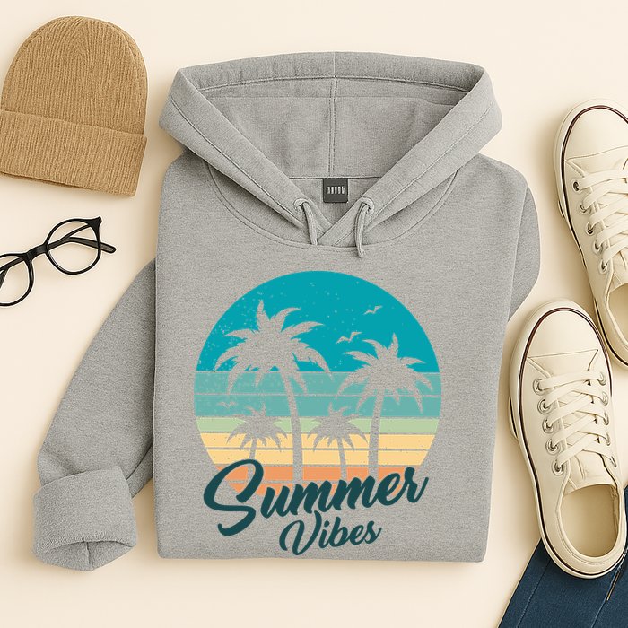 Summer Vibes Retro Sunset Vintage Palm Tree Hoodie
