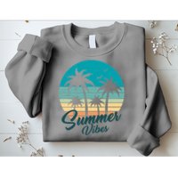 Summer Vibes Retro Sunset Vintage Palm Tree Sweatshirt