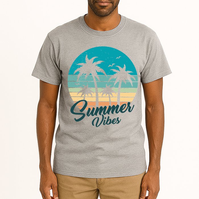 Summer Vibes Retro Sunset Vintage Palm Tree Tall T-Shirt