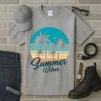 Summer Vibes Retro Sunset Vintage Palm Tree Tall T-Shirt