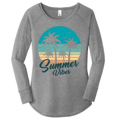 Summer Vibes Retro Sunset Vintage Palm Tree Women's Perfect Tri Tunic Long Sleeve Shirt