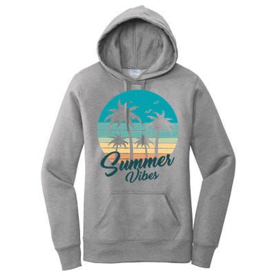 Summer Vibes Retro Sunset Vintage Palm Tree Women's Pullover Hoodie