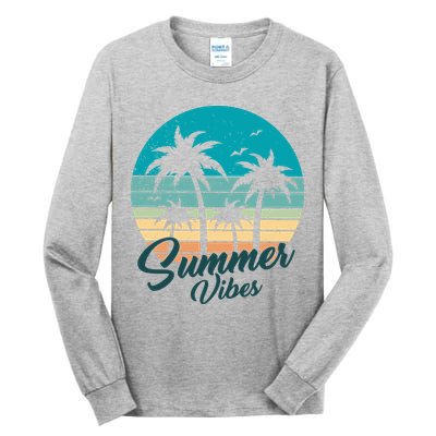 Summer Vibes Retro Sunset Vintage Palm Tree Tall Long Sleeve T-Shirt