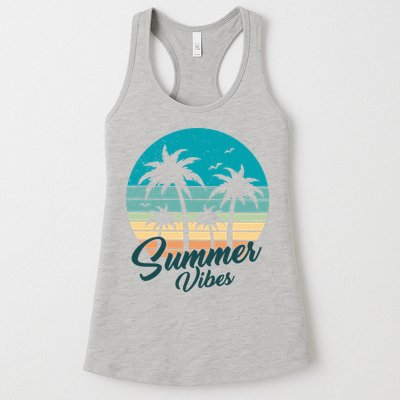 Summer Vibes Retro Sunset Vintage Palm Tree Womens Tank Top