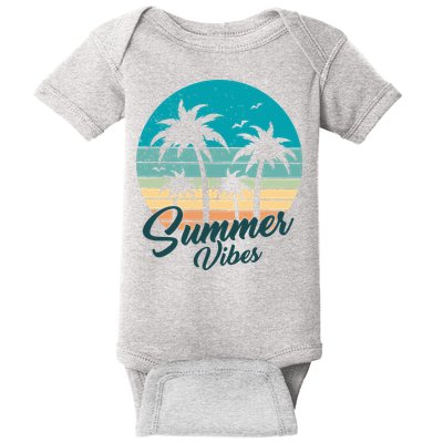 Summer Vibes Retro Sunset Vintage Palm Tree Baby Bodysuit