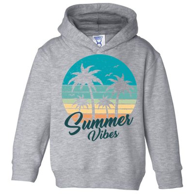 Summer Vibes Retro Sunset Vintage Palm Tree Toddler Hoodie