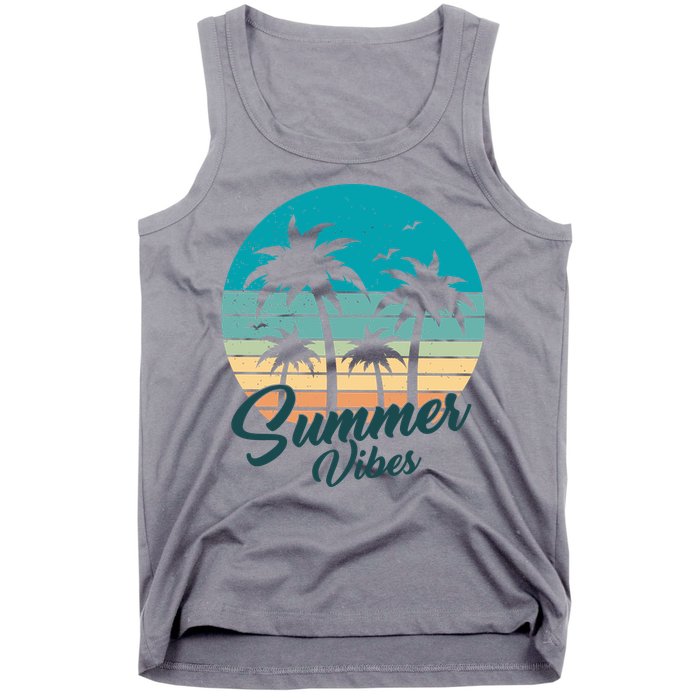 Summer Vibes Retro Sunset Vintage Palm Tree Tank Top