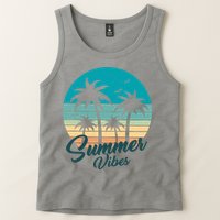 Summer Vibes Retro Sunset Vintage Palm Tree Tank Top
