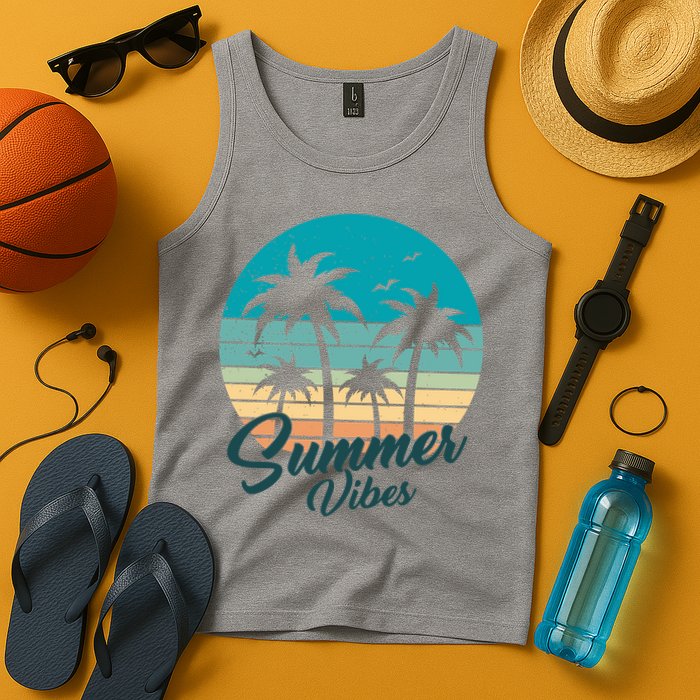 Summer Vibes Retro Sunset Vintage Palm Tree Tank Top