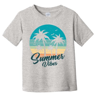 Summer Vibes Retro Sunset Vintage Palm Tree Toddler T-Shirt