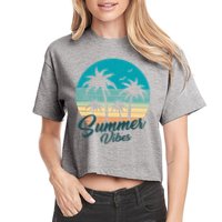 Summer Vibes Retro Sunset Vintage Palm Tree Crop Top