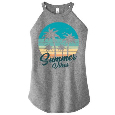 Summer Vibes Retro Sunset Vintage Palm Tree Women's Perfect Tri Rocker Tank