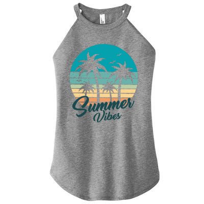 Summer Vibes Retro Sunset Vintage Palm Tree Women’s Perfect Tri Rocker Tank