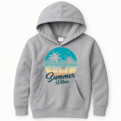 Summer Vibes Retro Sunset Vintage Palm Tree Kids Hoodie