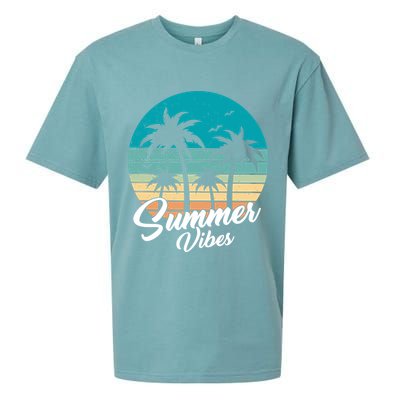 Summer Vibes Retro Sunset Vintage Palm Tree Sueded Cloud Jersey T-Shirt