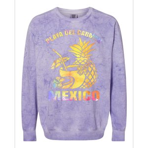 Summer Vacation Retro Sunset Mexico Playa Del Carmen Beach Colorblast Crewneck Sweatshirt