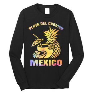 Summer Vacation Retro Sunset Mexico Playa Del Carmen Beach Long Sleeve Shirt