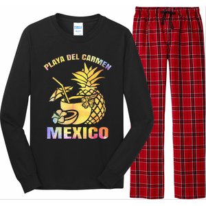 Summer Vacation Retro Sunset Mexico Playa Del Carmen Beach Long Sleeve Pajama Set