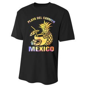 Summer Vacation Retro Sunset Mexico Playa Del Carmen Beach Performance Sprint T-Shirt