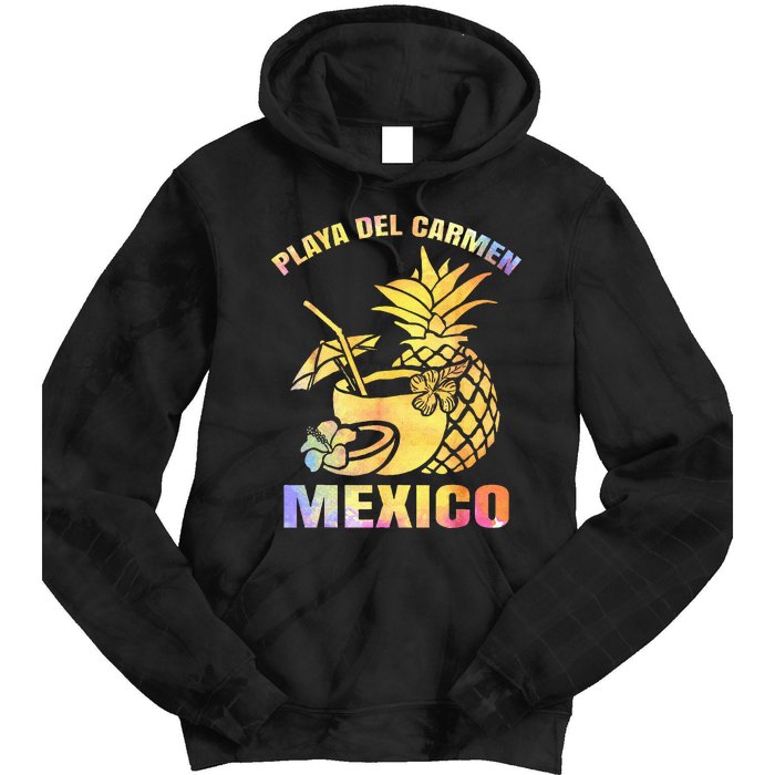 Summer Vacation Retro Sunset Mexico Playa Del Carmen Beach Tie Dye Hoodie