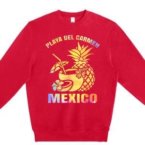 Summer Vacation Retro Sunset Mexico Playa Del Carmen Beach Premium Crewneck Sweatshirt