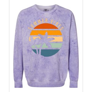 Summer Vibes Retro Sunset Tropical Colorblast Crewneck Sweatshirt