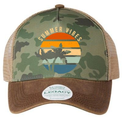 Summer Vibes Retro Sunset Tropical Legacy Tie Dye Trucker Hat