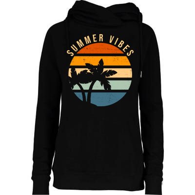 Summer Vibes Retro Sunset Tropical Womens Funnel Neck Pullover Hood