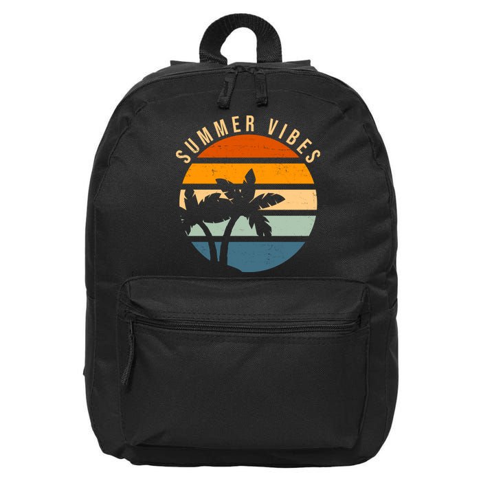 Summer Vibes Retro Sunset Tropical 16 in Basic Backpack
