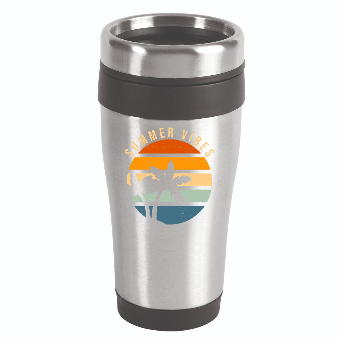 Summer Vibes Retro Sunset Tropical 16oz Travel Tumbler