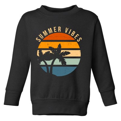 Summer Vibes Retro Sunset Tropical Toddler Sweatshirt