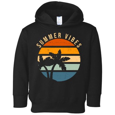 Summer Vibes Retro Sunset Tropical Toddler Hoodie