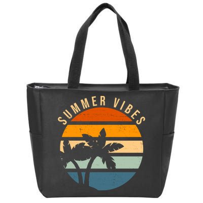 Summer Vibes Retro Sunset Tropical Zip Tote Bag