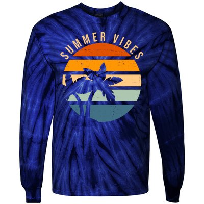 Summer Vibes Retro Sunset Tropical Tie-Dye Long Sleeve Shirt