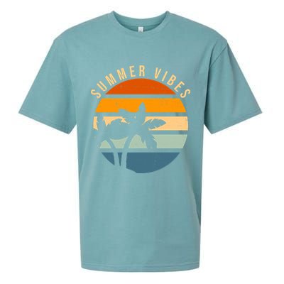 Summer Vibes Retro Sunset Tropical Sueded Cloud Jersey T-Shirt