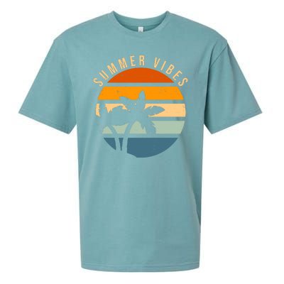 Summer Vibes Retro Sunset Tropical Sueded Cloud Jersey T-Shirt