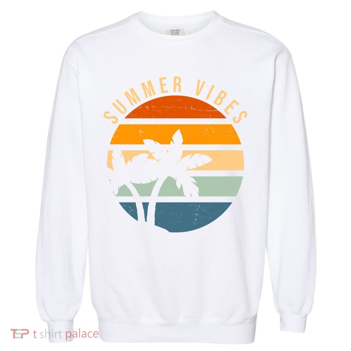 Summer Vibes Retro Sunset Tropical Garment-Dyed Sweatshirt