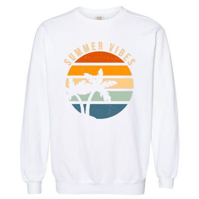 Summer Vibes Retro Sunset Tropical Garment-Dyed Sweatshirt