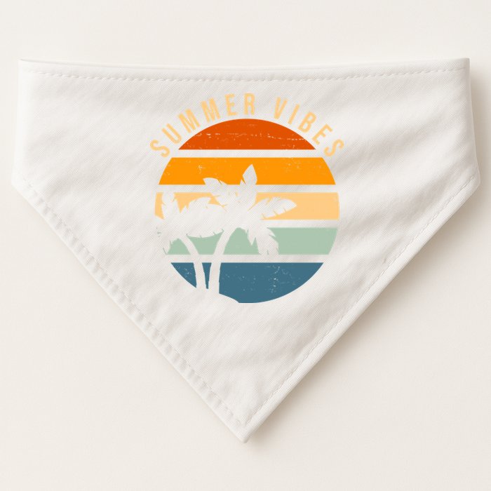 Summer Vibes Retro Sunset Tropical USA-Made Doggie Bandana