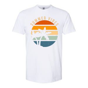 Summer Vibes Retro Sunset Tropical Softstyle CVC T-Shirt