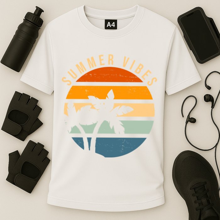 Summer Vibes Retro Sunset Tropical Performance Shirt