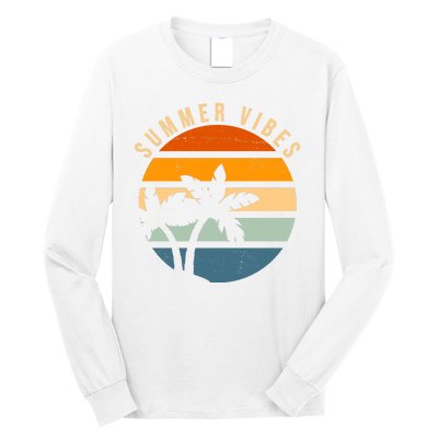 Summer Vibes Retro Sunset Tropical Long Sleeve Shirt