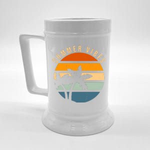 Summer Vibes Retro Sunset Tropical Beer Stein