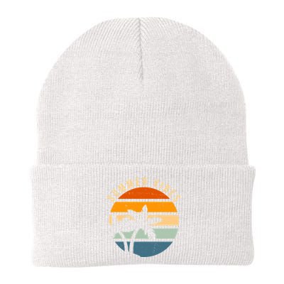 Summer Vibes Retro Sunset Tropical Beanie