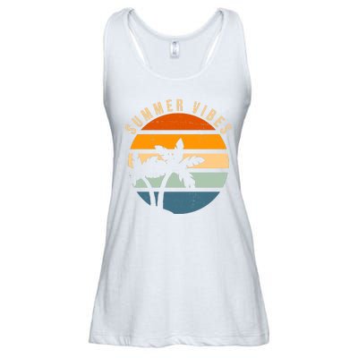 Summer Vibes Retro Sunset Tropical Ladies Essential Flowy Tank