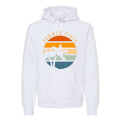 Summer Vibes Retro Sunset Tropical Premium Hoodie